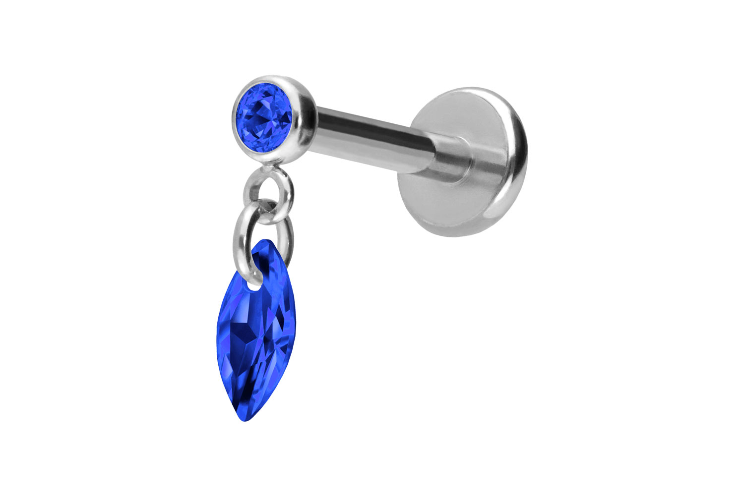 Titan Labret Piercing mit Push Fit KRISTALLOVAL